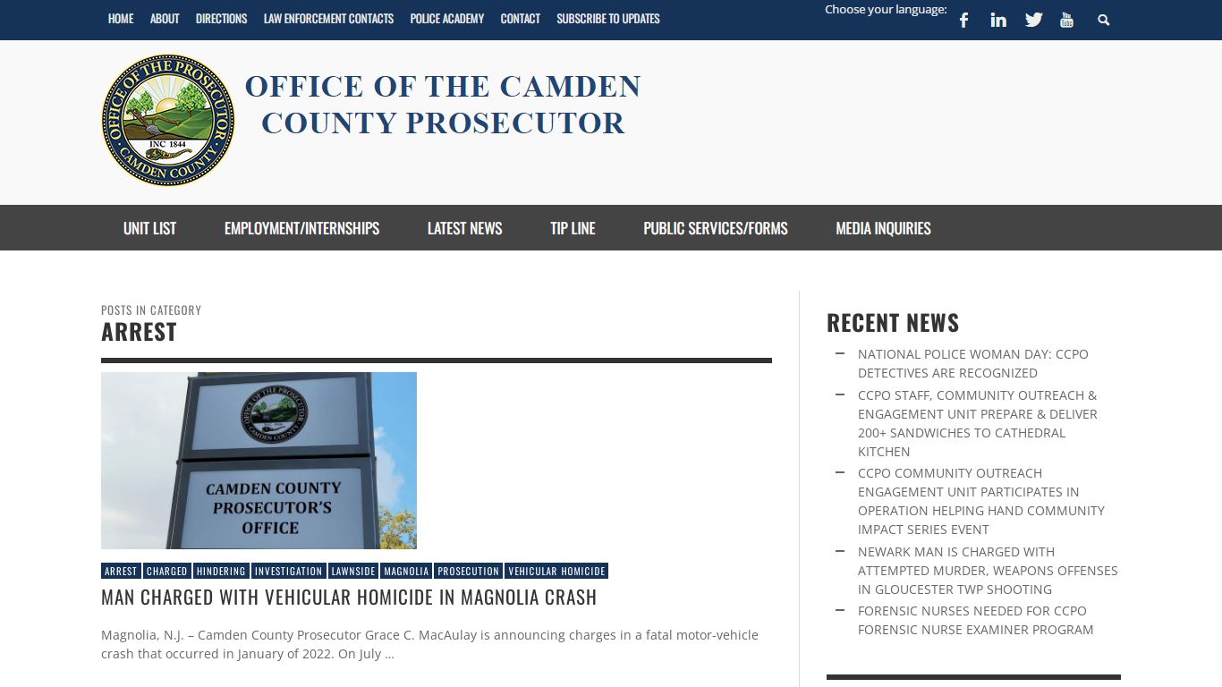 Arrest Archives - Office of the Prosecutor Camden County