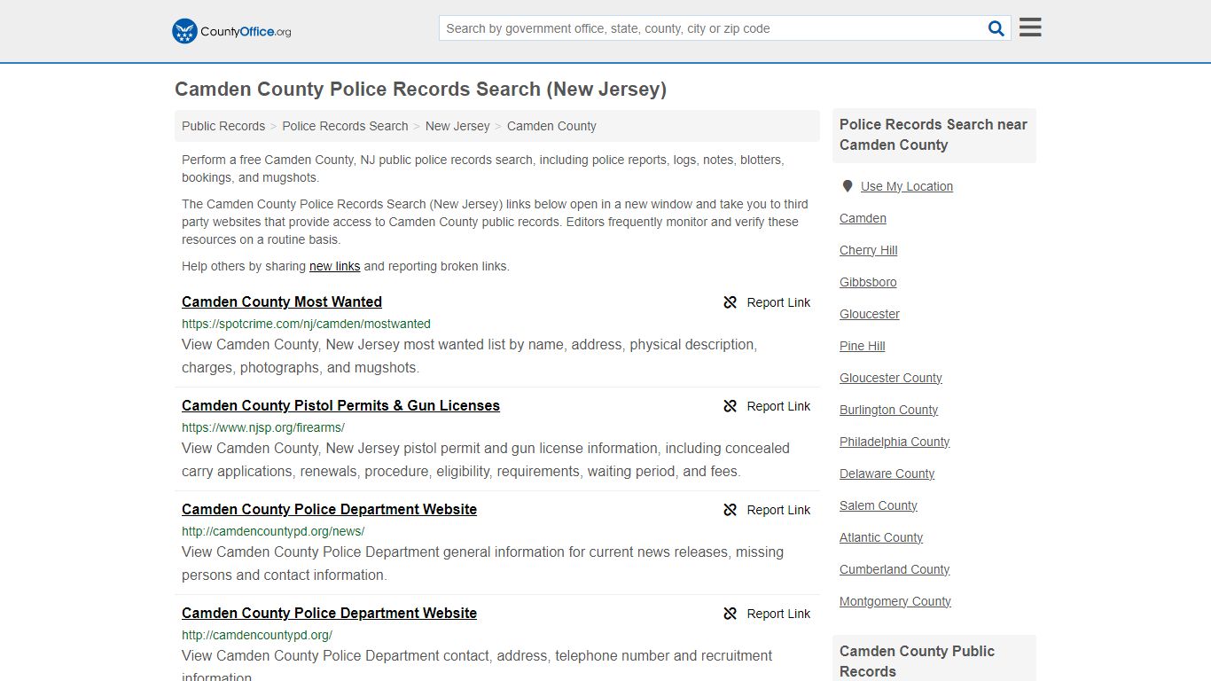 Camden County Police Records Search (New Jersey) - County Office